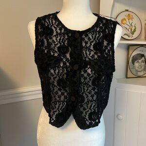 Avec Les Filles black lace vest/top